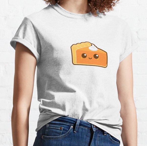 kawaii pumpkin pie slice women cute face tshirt shirt foodie cartoon anime Classic T-Shirt