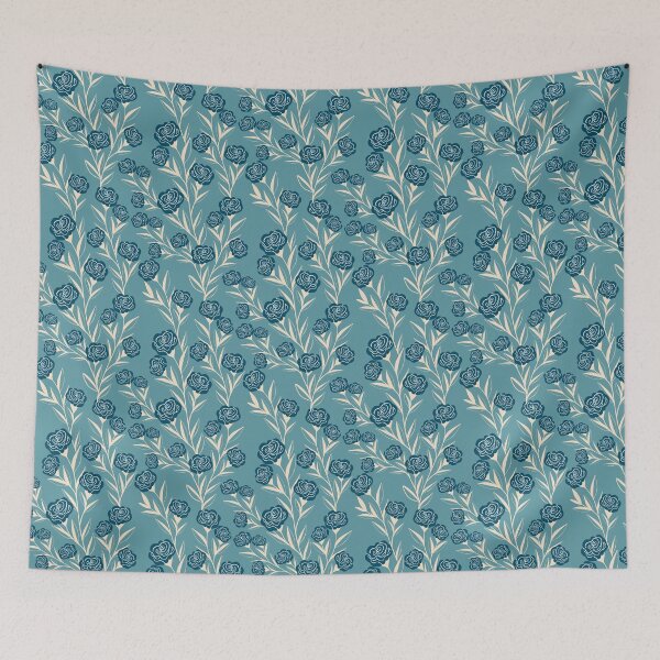 Artikelvorschau, Blumenranken in Blau entworfen und verkauft von LaCollineStudio.