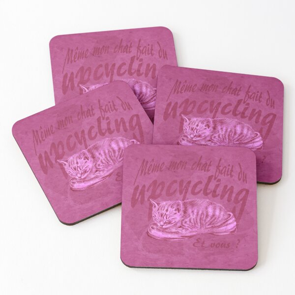 Item preview, Sleeping kitten in old shoe - pink marbled version, Upcycling text in French. designed and sold by SylvieG18.