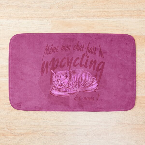 Item preview, Sleeping kitten in old shoe - pink marbled version, Upcycling text in French. designed and sold by SylvieG18.