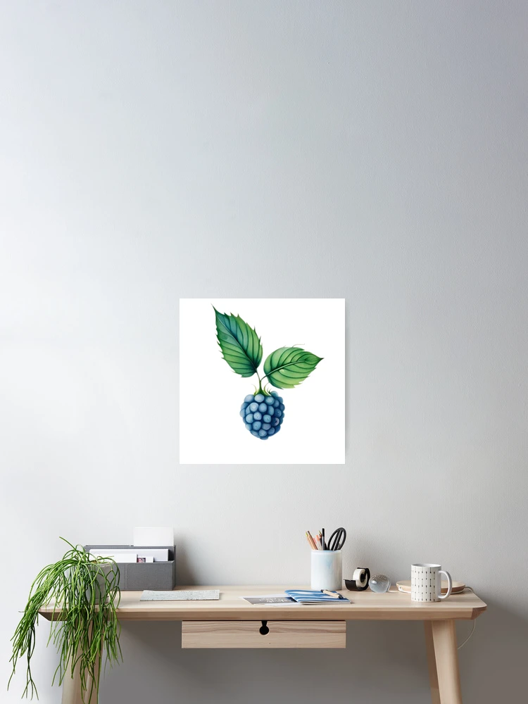 Thumbnail 2 of 3, Poster, Watercolor Blue Raspberry designed and sold by MyStickeroonies.