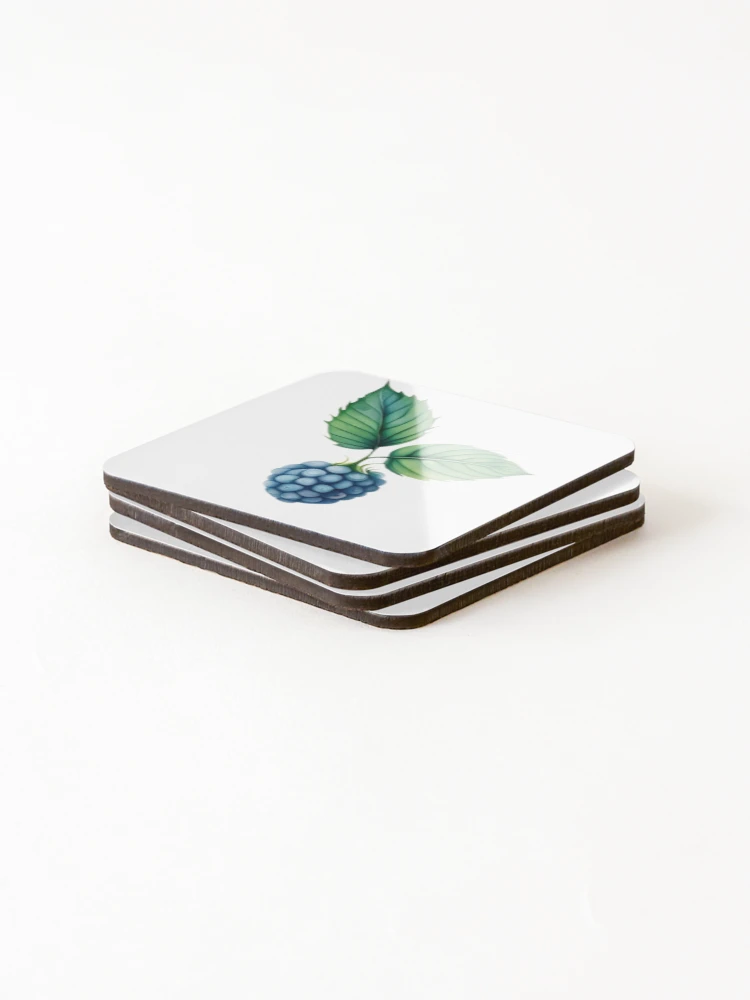 Thumbnail 4 of 5, Coasters (Set of 4), Watercolor Blue Raspberry designed and sold by MyStickeroonies.