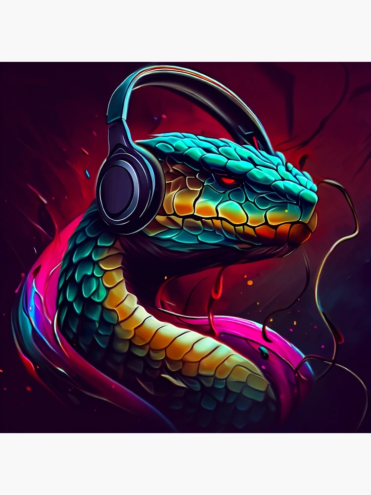 Serpentine Serenade Artistic Design of a Snake with Headphones