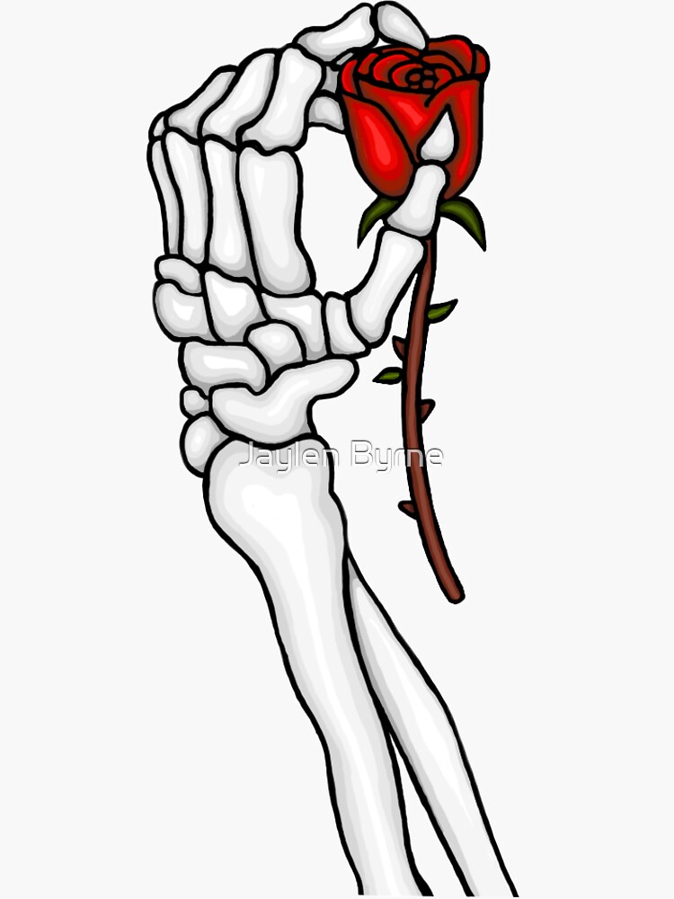 "Skeleton Hand Holding Rose" Sticker for Sale by jayjay171 | Redbubble