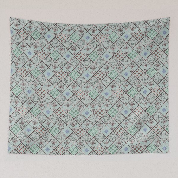 Item preview, Retro Floral Checkerboard Stripes Mahogany designed and sold by Ili Dobi.