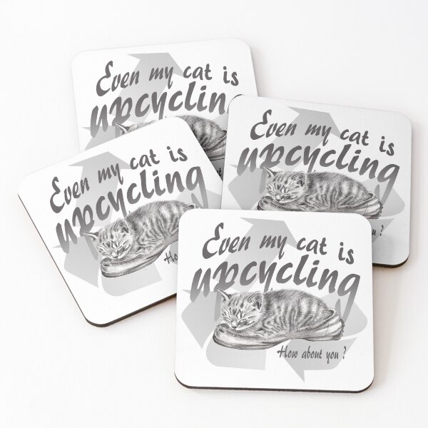 Item preview, Sleeping kitten in old shoe - graphite version, Upcycling text in English designed and sold by SylvieG18.