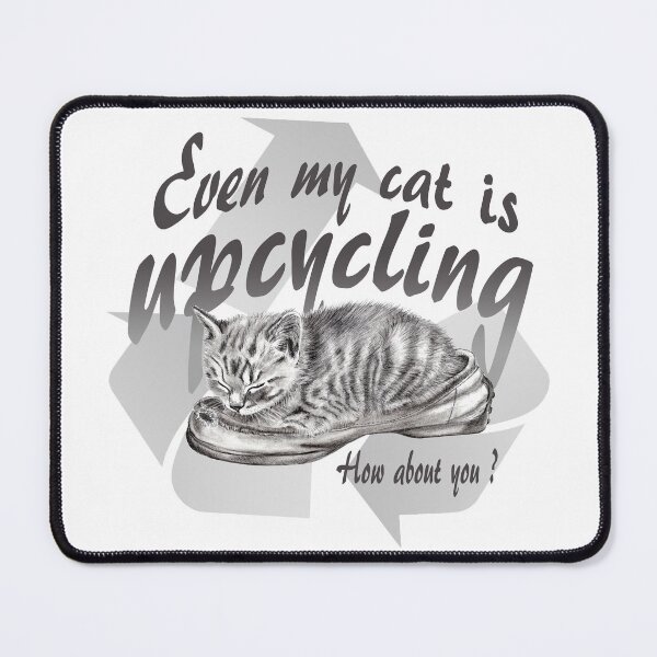 Item preview, Sleeping kitten in old shoe - graphite version, Upcycling text in English designed and sold by SylvieG18.