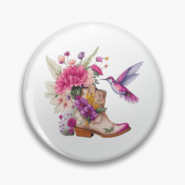 Item preview, Cowgirl Boots with flowers and hummingbird designed and sold by DesignRealmX.