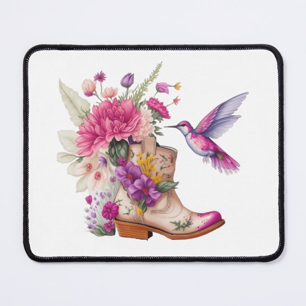 Item preview, Cowgirl Boots with flowers and hummingbird designed and sold by DesignRealmX.