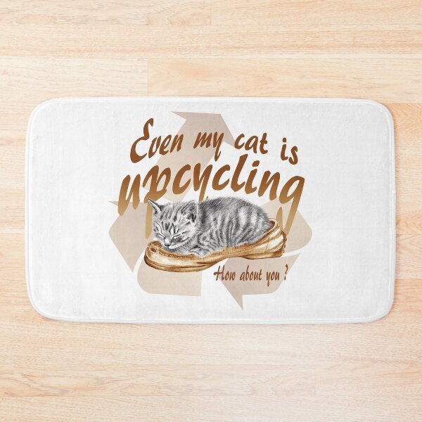 Item preview, Sleeping kitten in old shoe - graphite version, Upcycling text in brown colorized English designed and sold by SylvieG18.