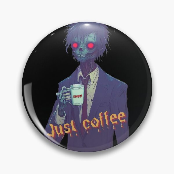 Item preview, Just coffee spooky zombie drink coffee cartoon designed and sold by TomFrontierArt.