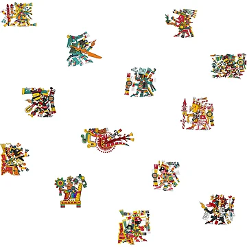 Artwork thumbnail, Aztec Gods Collected in Pattern by Aztectees