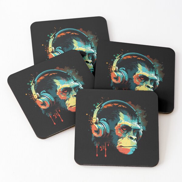 Artikelvorschau, chimpanzee with headphones looking like frankenstein monster entworfen und verkauft von badbug.