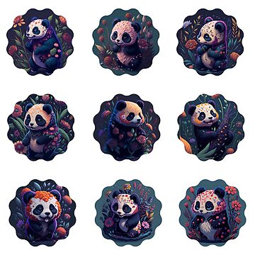 Panda Round Stickers Art Decorative Stickers