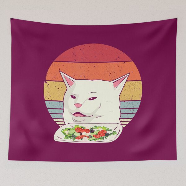 Item preview, Cat Meme Funny, Retro Yelling At Cats Eating Salad 		 designed and sold by gabwtcniyan62.