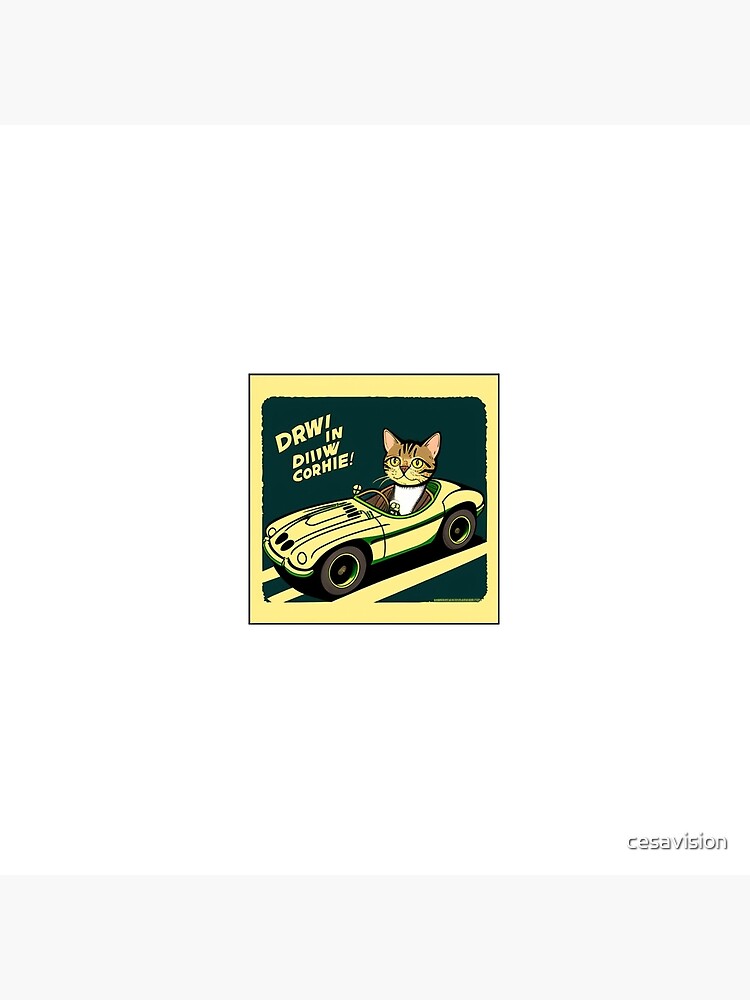 Impression rigide for Sale avec l'œuvre « Chat au volant d'une voiture -  Cadeaux drôles de chat pour les amoureux des chats » de l'artiste haRexia