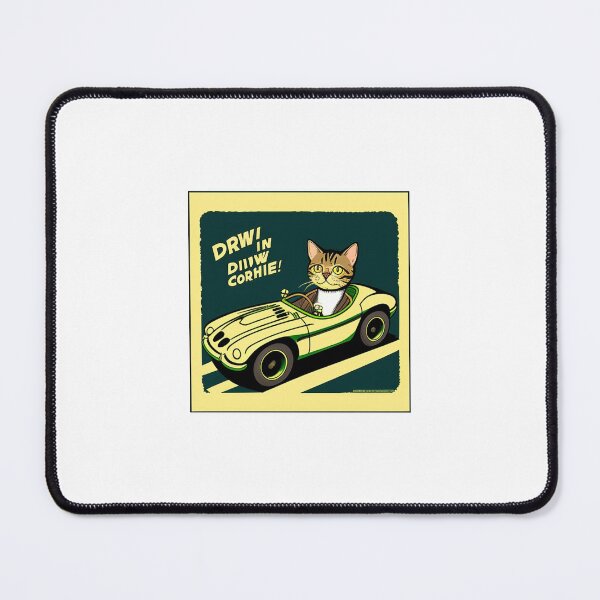 Item preview, Cute cat driving fast car in pulp art style designed and sold by cesavision.