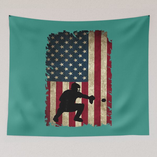 Item preview, Baseball Catchers Gear Sports American Flag Little Leaguer 		 designed and sold by bxhrybvd3.