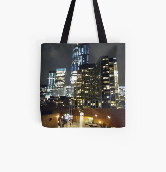Street, City, Buildings, Photo, Day, Trees, New York, Manhattan, Brooklyn All Over Print Tote Bag