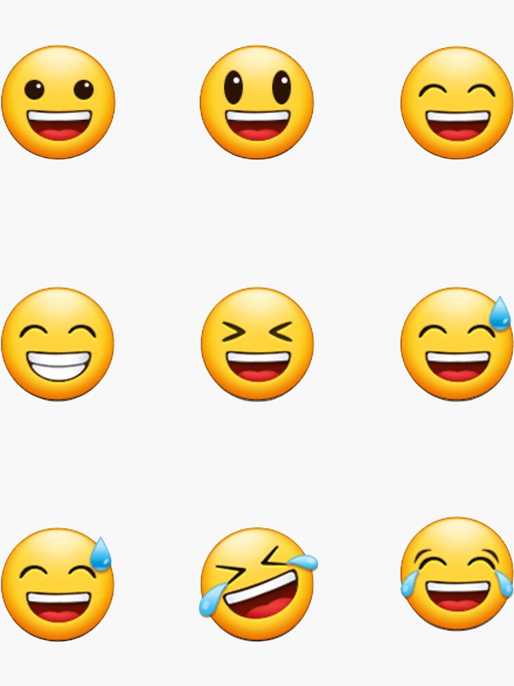 Emoji stickers laughing happy content lol funny cracking  Sticker for Sale  by Ambrose-lilly