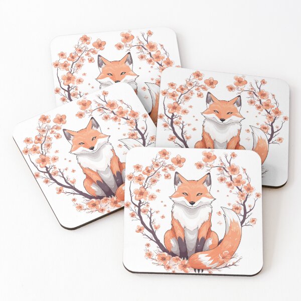 Item preview, Fox and cherry blossoms designed and sold by Jabuticabaeyes.