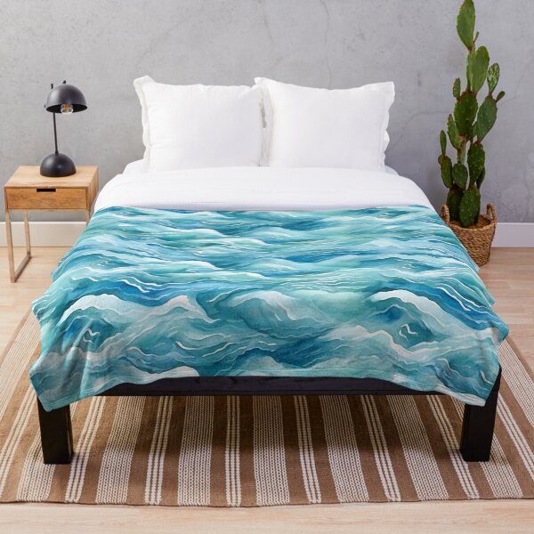 Aperçu de l'œuvre Modèle sans couture de vagues de l'océan aquarelle créée et vendue par PatternStudios.