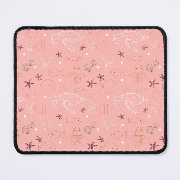Item preview, Long, round and square fishes surrounded by seashells, seastars, octopus, seaturtle and seaplants in a happy rose underwater world - Fish and Friends Collection designed and sold by Sichtbarekunst.
