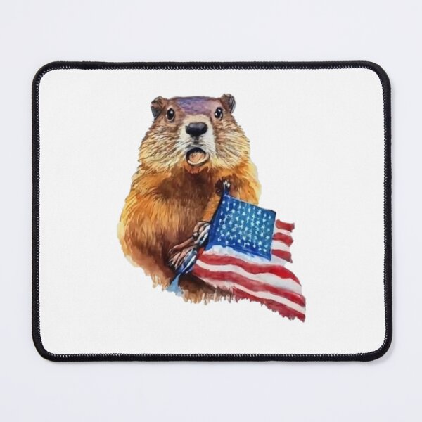 Item preview, Patriot groundhog with usa flag designed and sold by GroundhogMs.