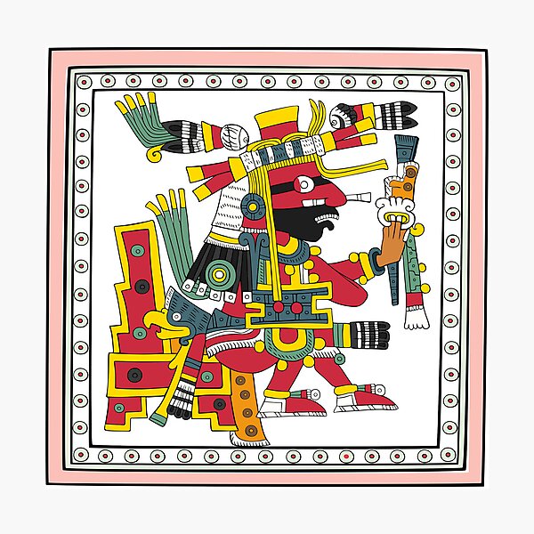 Artikel-Vorschau von Xiuhtecuhtli – gerahmter transparenter aztekischer Göttervater, designt und verkauft von Aztectees.
