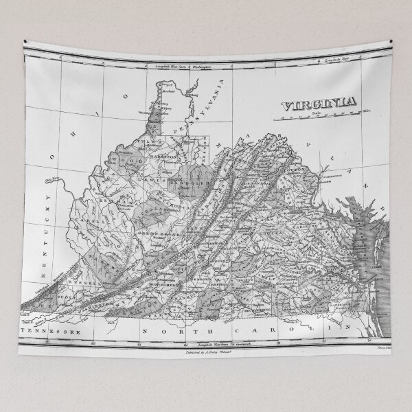 Item preview, Vintage Map of Virginia (1827) BW designed and sold by BravuraMedia.