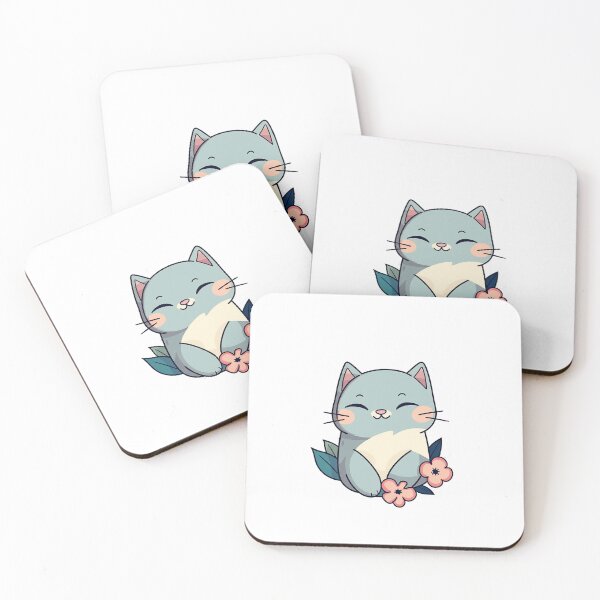 Item preview, Blue cat with flowers designed and sold by Len-adeu.