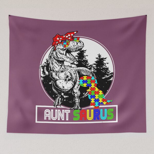 Item preview, Auntsaurus T Rex Dinosaur Aunt Saurus Autism Awareness 		 designed and sold by lgrfziesp48.