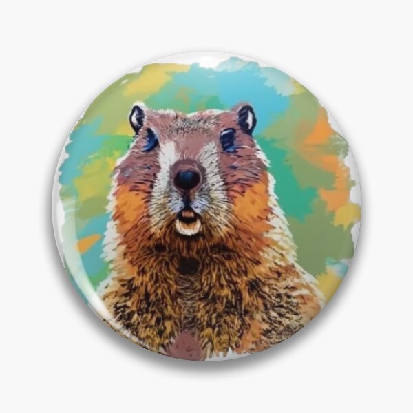 Item preview, Watercolor style groundhog with colorful background designed and sold by GroundhogMs.
