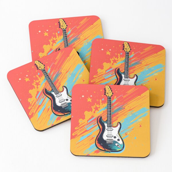 Item preview, electric guitar colorful 90s line art designed and sold by KimierArt.