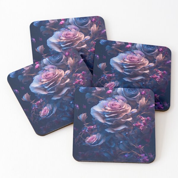Item preview, Pink and blue roses illustration designed and sold by ArtyBuys.