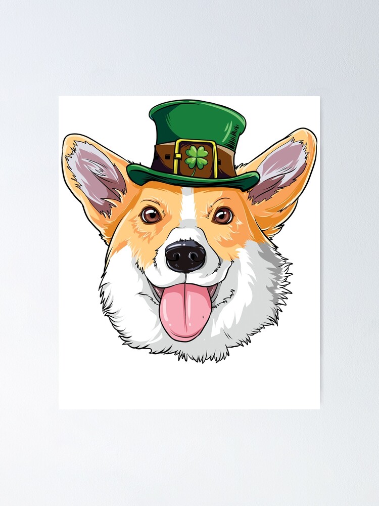 Corgi Leprechaun T Shirt St Patricks Day Dog Tees Gifts&quot; Poster 