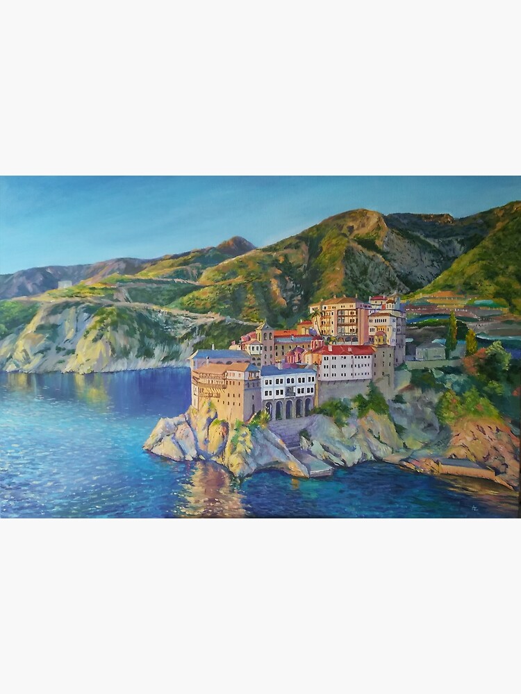 Thumbnail 3 of 3, Art Print, Mount Athos, Greece, Gregoriou Monastery designed and sold by Anthropolog.