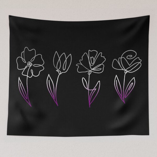 Item preview, Subtle Asexual Pride Flowers Asexual Flag Line Art Drawing designed and sold by ontrendshirts.