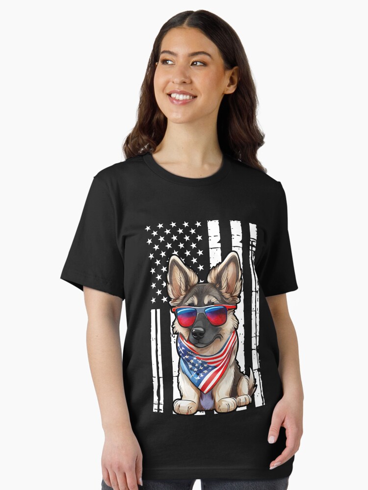 German Shepherd Dog American Flag Patriotic Dog 4th Of July Essential  T-Shirt
