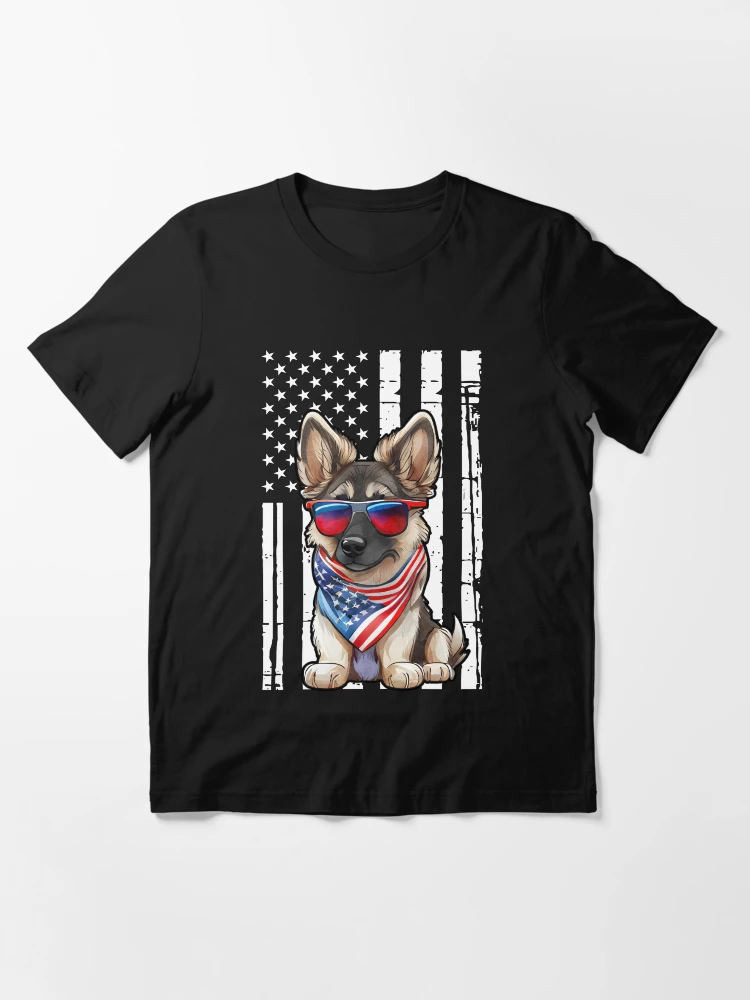 German Shepherd Dog American Flag Patriotic Dog 4th Of July Essential T Shirt for Sale by franktact Redbubble