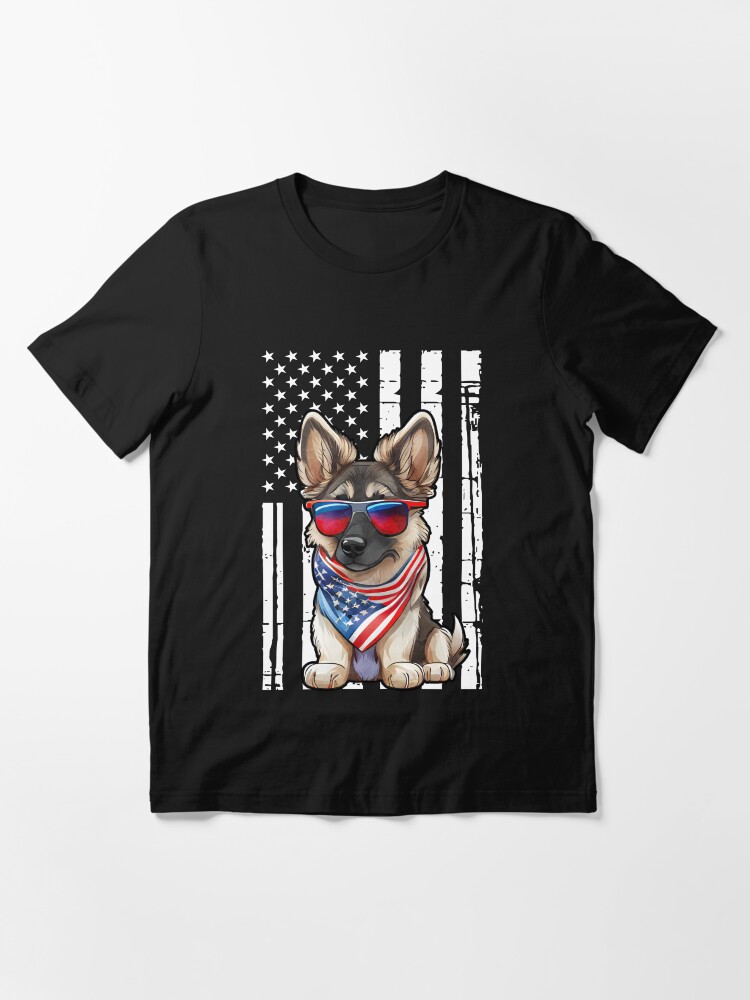 German Shepherd Dog American Flag Patriotic Dog 4th Of July Essential  T-Shirt
