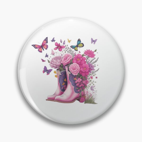Item preview, Pink Cowgirl Boots with Flowers and Butterflies designed and sold by DesignRealmX.