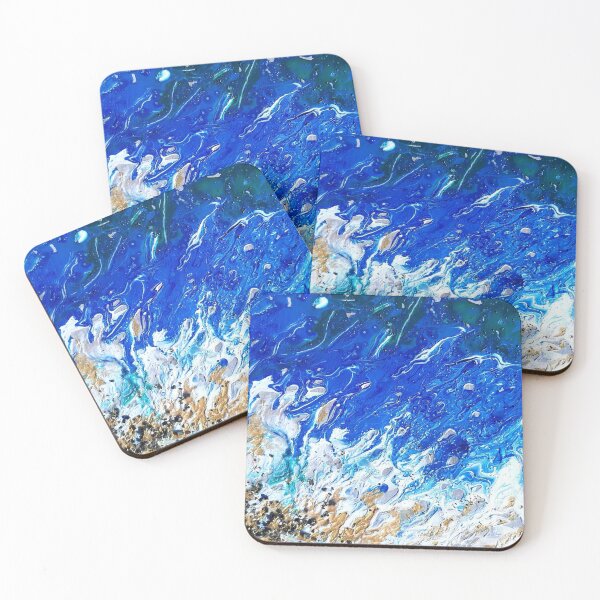 Item preview, Abstract collage Sea Shore Paint Pour  designed and sold by saraperry.