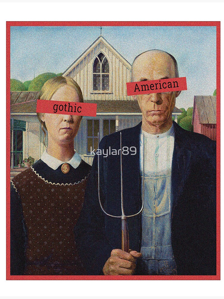 Classic American Gothic with censored eyes