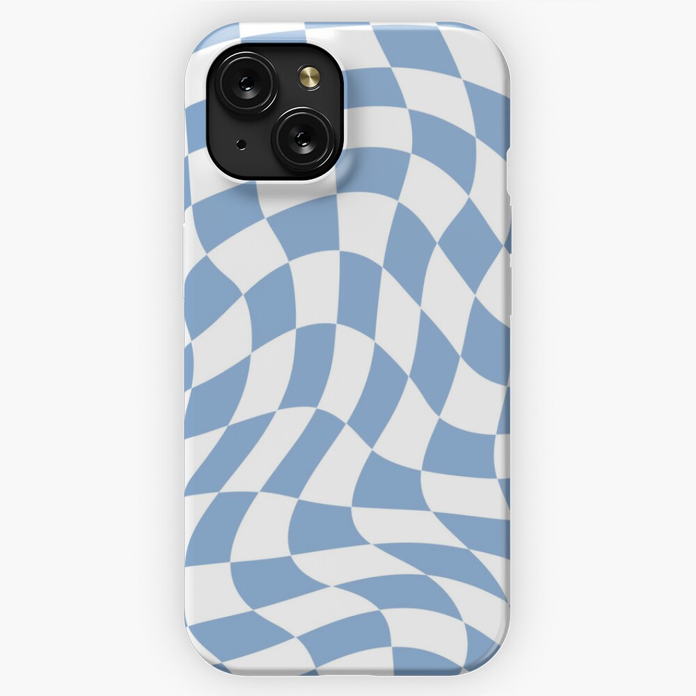 Aesthetic Simple Modern Wavy Blue Checkered Design | Greeting Card