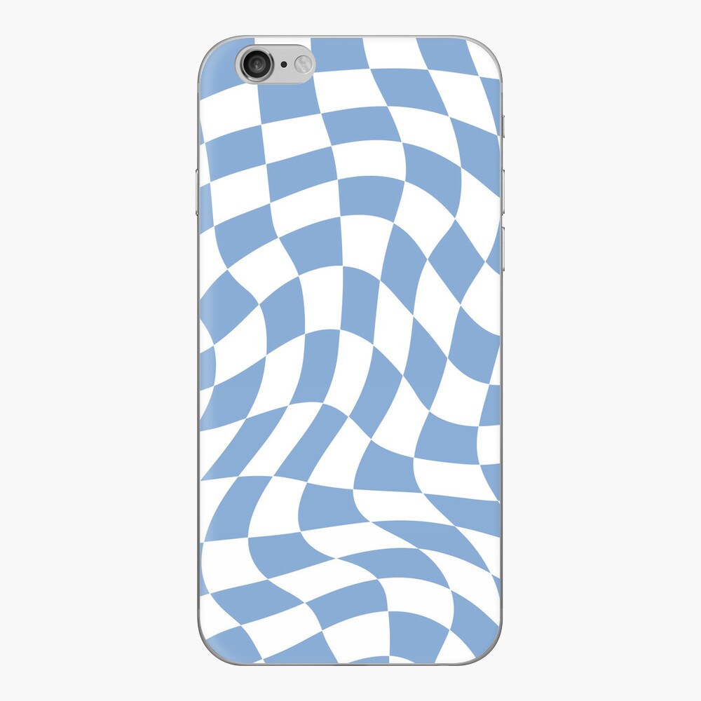 Aesthetic Simple Modern Wavy Blue Checkered Design | Greeting Card