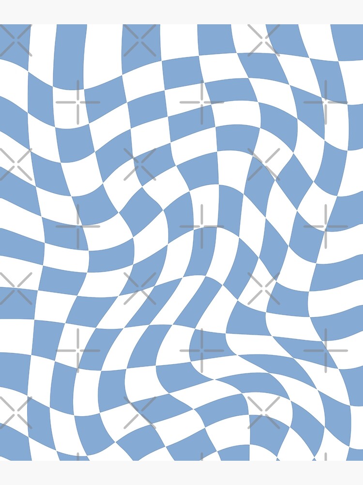 Aesthetic Simple Modern Wavy Blue Checkered Design | Greeting Card