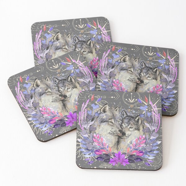 Item preview, Wolf with flowers and moon  designed and sold by LaurenSharp22.