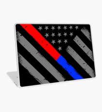 Thin Red Line Thin Blue Line Firefighter Police Flag Laptop Skin