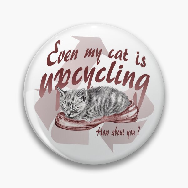 Item preview, Sleeping kitten in old shoe - graphite version, Upcycling text in English colorized brown-red designed and sold by SylvieG18.